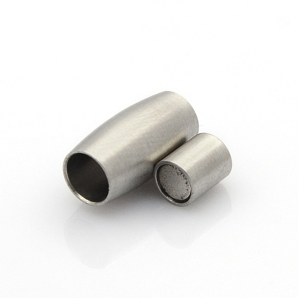 

PandaHall 304 Stainless Steel Matte Surface Magnetic Clasps with Glue-in Ends, Barrel, Stainless Steel Color, 14x7mm, Hole: 4mm 304...