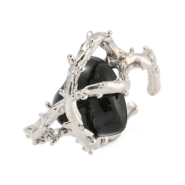 

PandaHall Alloy Cuff Rings, with Glass for Women, Heart, Platinum, Inner Diameter: 17mm Alloy Heart Black