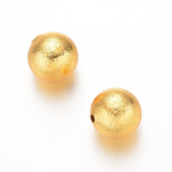 

PandaHall Round Matte Brass Beads, Real 18K Gold Plated, 16mm, Hole: 2mm Brass Round