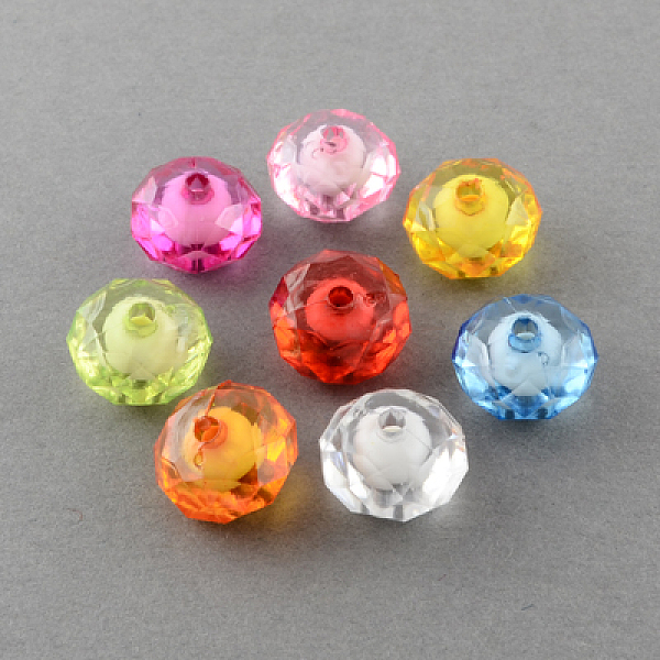 

PandaHall Transparent Acrylic Beads, Bead in Bead, Faceted, Rondelle, Mixed Color, 8x6mm, Hole: 2mm, about 2700pcs/500g Acrylic Rondelle..., Multicolor
