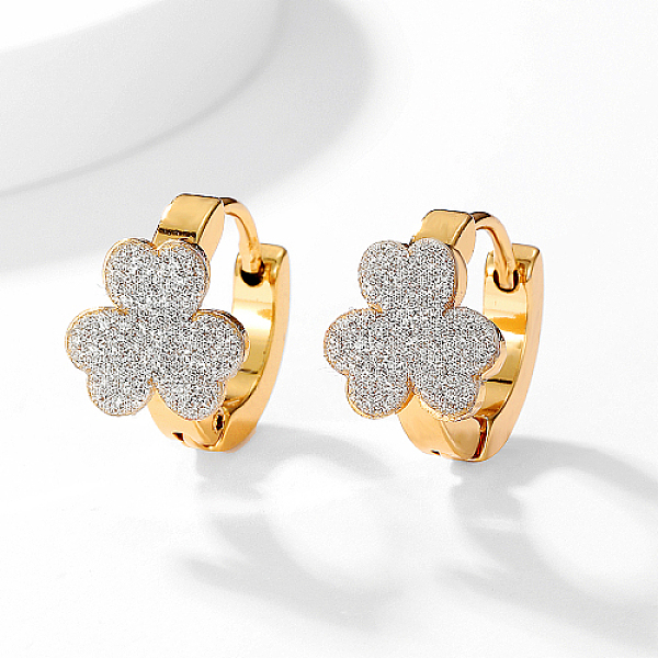 

PandaHall Brass Hoop Earrings, Clover, Golden, 15x10mm Brass Clover