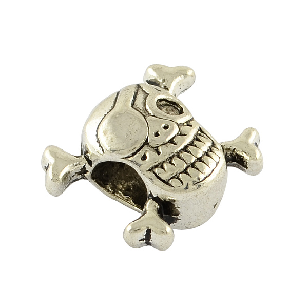 

PandaHall Tibetan Style Alloy Pirate Style Skull Large Hole European Bead Rhinestone Settings, Cadmium Free & Lead Free, Antique Silver...