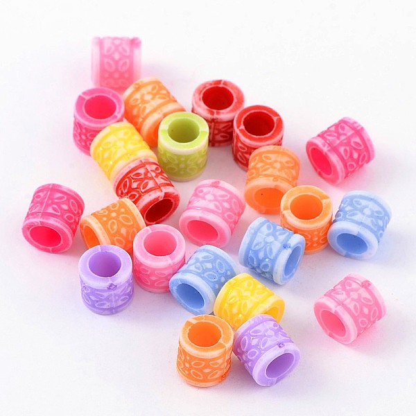 

PandaHall Acrylic European Beads, Large Hole Beads, No Metal Core, Column, Mixed Color, about 8mm in diameter, 7.5mm thick, hole: 5mm, about..., Multicolor