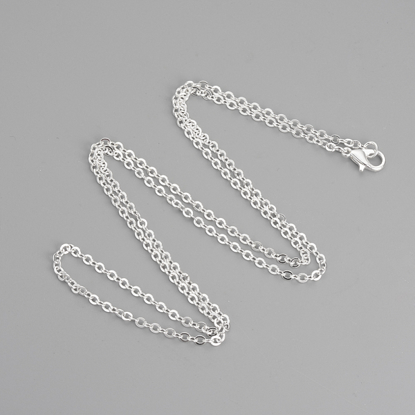 

PandaHall Brass Cable Chains Necklaces, Silver Color Plated, 23.6 inch(60cm) Brass