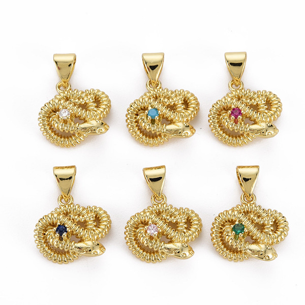 

PandaHall Brass Micro Pave Cubic Zirconia Charms, Cadmium Free & Nickel Free & Lead Free, Real 16K Gold Plated, Snake, Mixed Color..., Multicolor