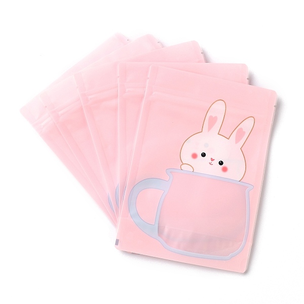 

PandaHall Plastic Zip Lock Bag, Storage Bags, Self Seal Bag, Top Seal, with Cup Shape Window, Rectangle, Pink, Rabbit Pattern, 18x13x0.15cm...