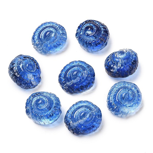 

PandaHall Transparent Glass Beads, Conch, Royal Blue, 13x14x9mm, Hole: 1mm Glass Shell Shape