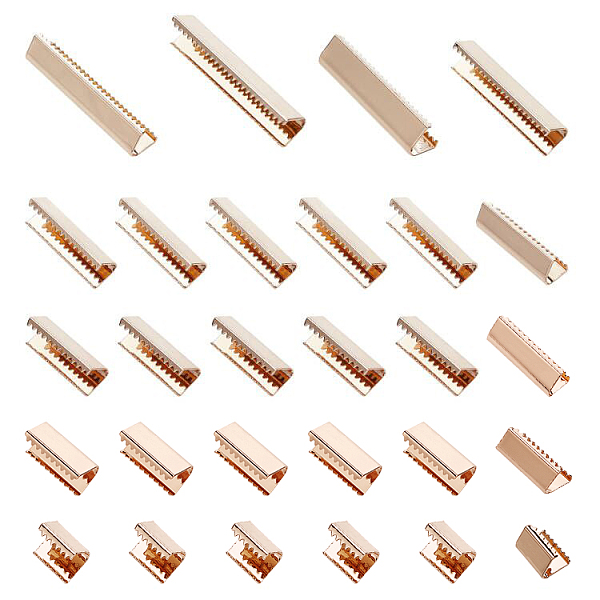 

PandaHall PH 42pcs 6 Sizes Ribbon Crimp Ends, Golden Brass Belt Buckle End Tip Ribbon Crimp End Fasteners Clasp Leather Crimp Ends Strap...