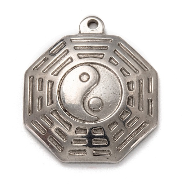 

PandaHall 304 Stainless Steel Pendants, YinYang, Stainless Steel Color, 29.5x25.5x4.5mm, Hole: 1.5mm 304 Stainless Steel Others
