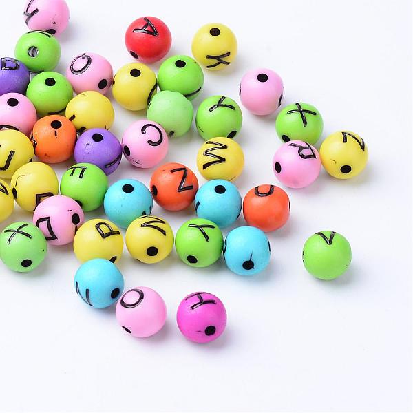 

PandaHall Craft Acrylic Horizontal Hole Letter Beads, Round, Mixed Color, 7~8mm, Hole: 1.5mm, about 1922pcs/500g Acrylic Round Multicolor