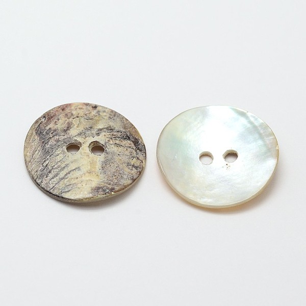 2-Hole Flat Round Mother Of Pearl Buttons