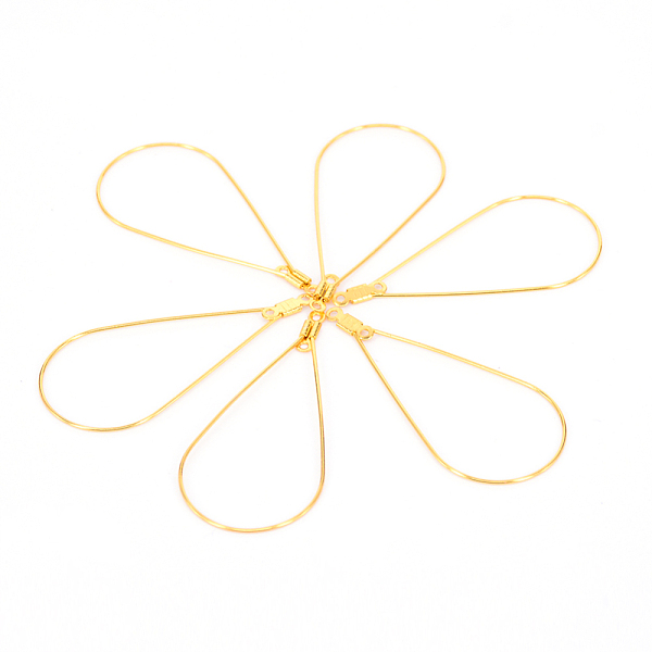 

PandaHall Stainless Steel Wire Pendants, Hoop Earring Findings, Teardrop, Golden, 24 Gauge, 49.5x23.5x0.5mm, Hole: 1.2mm Stainless Steel