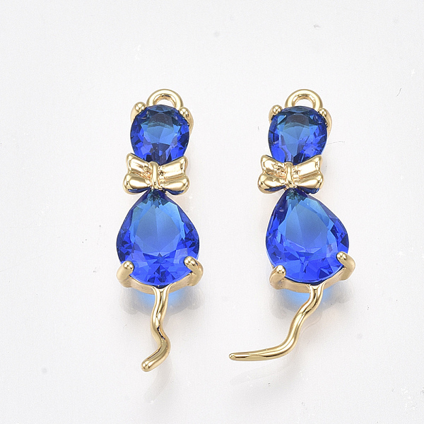 

PandaHall Brass Pendants, with Glass, Cat, Nickel Free, Real 18K Gold Plated, Blue, 25.5~28.5x7x4.5mm, Hole: 1.4mm Brass+Glass Cat Shape...