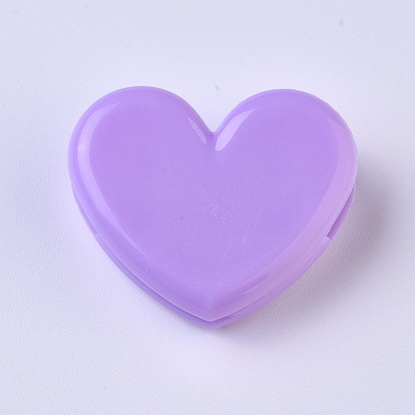 PandaHall Plastic Clips, Heart, Purple, 27x32x13mm Plastic Purple