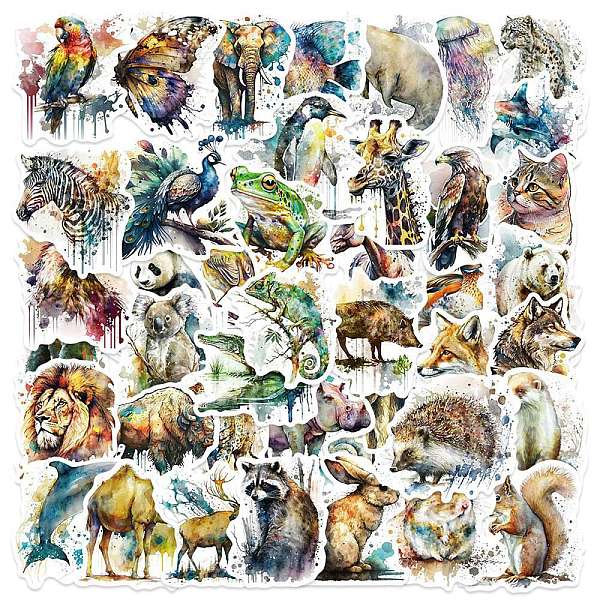PandaHall 50Pcs Animal PVC Self Adhesive Cartoon Stickers, Waterproof Decals for Laptop, Bottle, Luggage Decor, Mixed Color...