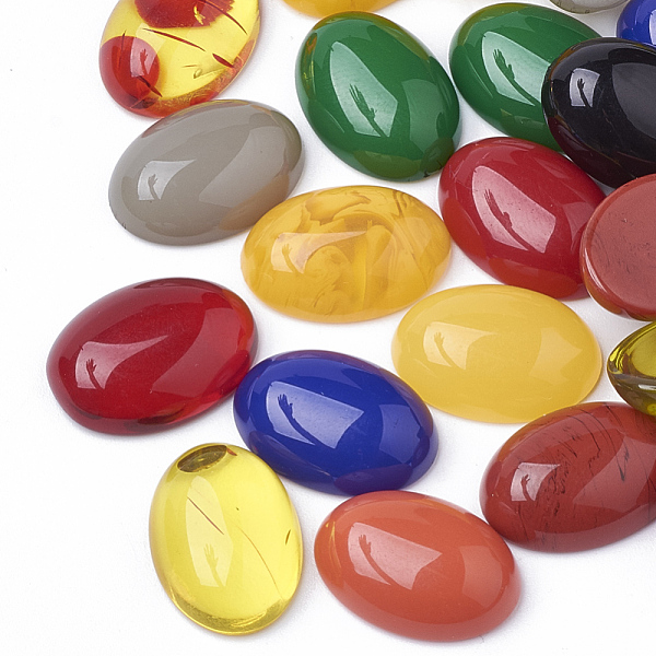 

PandaHall Resin Cabochons, Oval, Mixed Color, 12x10x5mm Resin Oval Multicolor