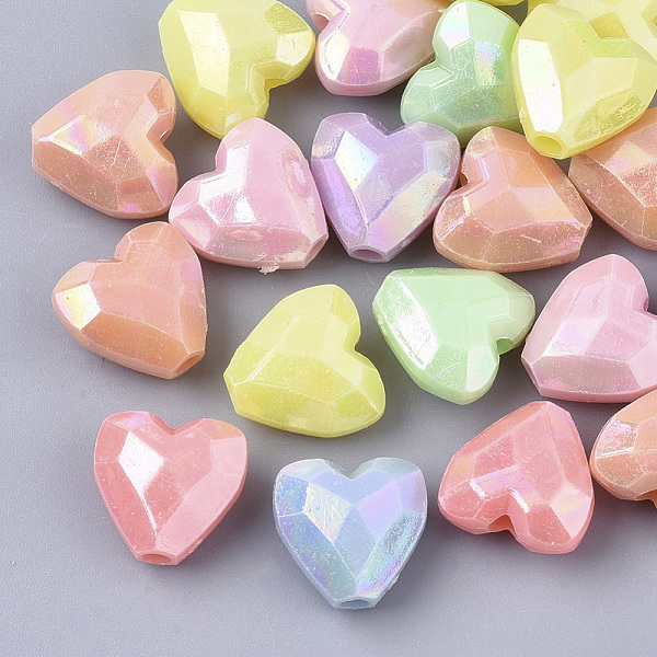 

PandaHall Opaque Acrylic Beads, AB Color Plated, Faceted, Heart, Mixed Color, 13x13x7.5mm, Hole: 2.5mm, about 845pcs/500g Acrylic Heart..., Multicolor