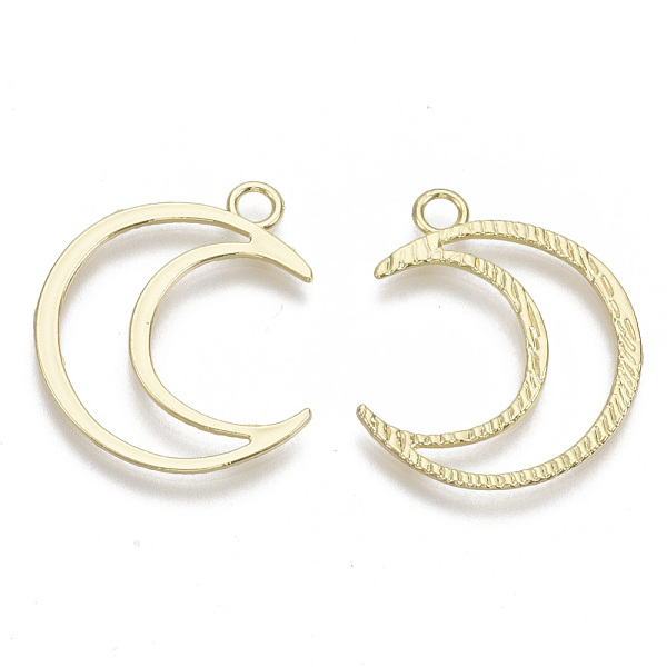 

PandaHall Alloy Pendants, Hollow, Double Horn/Crescent Moon, Light Gold, 29x25x1.5mm, Hole: 2.5mm Alloy Moon