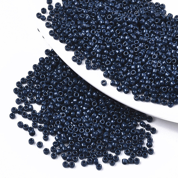 

PandaHall Baking Paint Glass Seed Beads, Fit for Machine Eembroidery, Round, Marine Blue, 2.5x1.5mm, Hole: 1mm, about 2222pcs/50g Glass