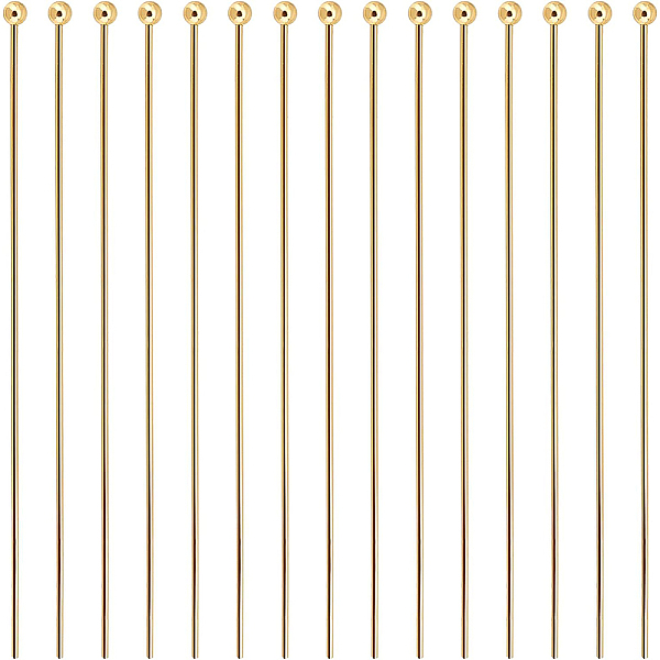 

PandaHall BENECREAT 100Pcs 18K Gold Plated Brass Ball Head Pins, 0.8mm Wire Headpins for Earring Bracelet Jewelry Making Brass