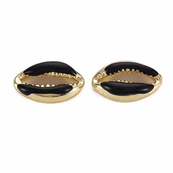 

PandaHall Alloy Enamel Beads, Cowrie Shell Shape, Light Gold, Black, 16.5x10x4.5mm, Hole: 1.2mm Alloy+Enamel Shell Shape Black