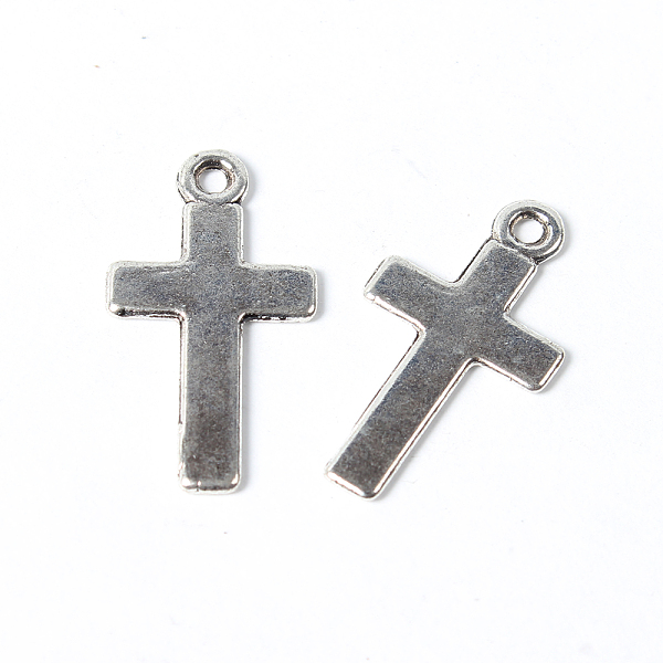 

PandaHall Tibetan Style Alloy Pendants, Cross, Lead Free and Cadmium Free, Antique Silver, 25x13x1.5mm, Hole: 2mm Alloy Cross