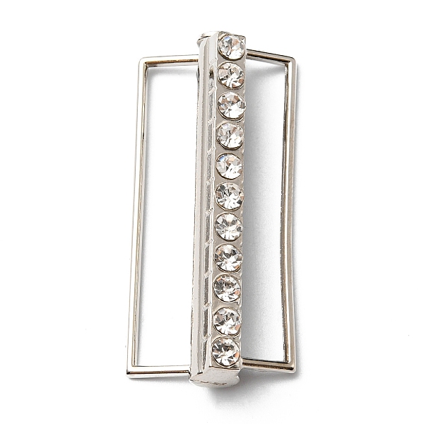 

PandaHall Alloy Rhinestone Belt Strap Buckles, for Down Jacket Windbreaker Garment Accessories, Rectangle, Platinum, 60x27.5x11.5mm, Hole..., Clear