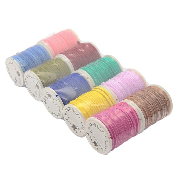 

PandaHall Faux Suede Cord, Faux Suede Lace for Jewelry Making, Mixed Color, 2x1mm, 10rolls/batch, about 3.28 yards(3m)/roll Faux Suede..., Multicolor