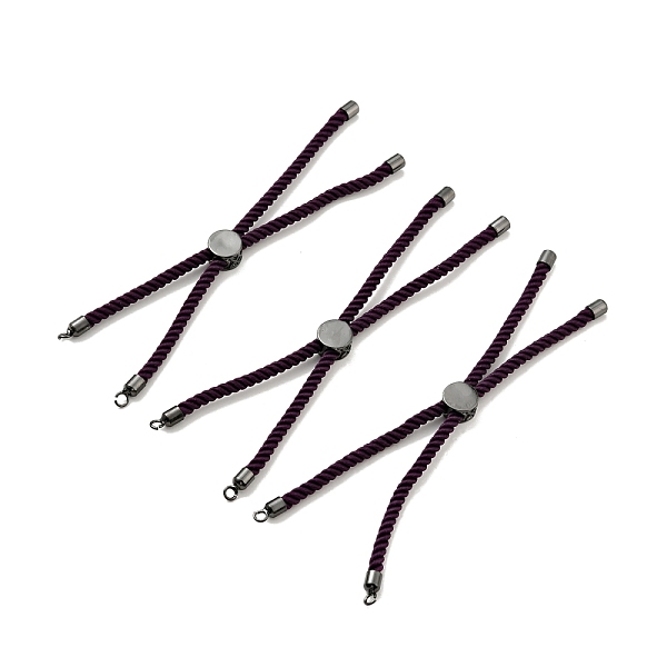 

PandaHall Half Finished Twisted Milan Rope Slider Bracelets, with Rack Plating Brass Cord Ends & Open Loop, Cadmium Free & Lead Free, for..., Purple