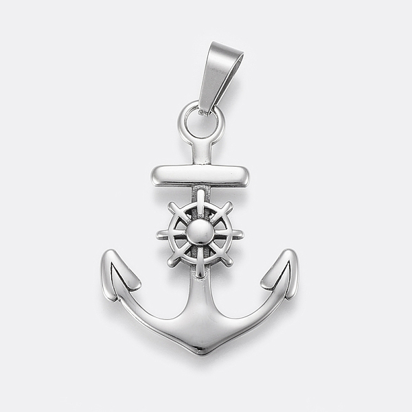 

PandaHall 304 Stainless Steel Pendants, Anchor with Helm, Antique Silver, 38.5x29x3.5mm, Hole: 5x10mm 304 Stainless Steel Anchor & Helm