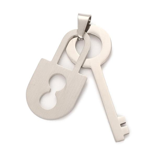 

PandaHall 201 Stainless Steel Key and Lock Pendants, Stainless Steel Color, 40x14x1.5mm, Hole: 4x9mm 201 Stainless Steel Key