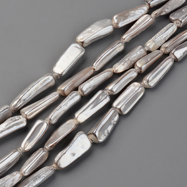 

PandaHall Spray Painted Natural Freshwater Shell Beads Strands, Shell Shards, Nugget Stick, Gainsboro, 15~20x5~13x3~10mm, Hole: 0.8mm, about..., Gray