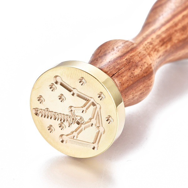 

PandaHall Brass Wax Seal Stamp, with Wooden Handle, for Post Decoration, DIY Card Making, Aquarius, 90x26mm, Hole: 7mm Brass Aquarius