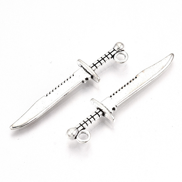 

PandaHall Tibetan Style Alloy Pendants, Lead Free & Cadmium Free, Knife, Antique Silver, 42.5x9.5x3.5mm, Hole: 2mm, about 308pcs/500g Alloy...