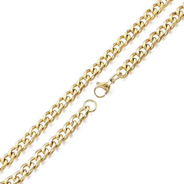

PandaHall Men's 201 Stainless Steel Cuban Link Chain Necklace, Golden, 17.72 inch(45cm), Wide: 7mm 201 Stainless Steel