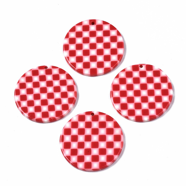 

PandaHall Opaque Cellulose Acetate(Resin) Pendants, Flat Round with Grid Pattern, Red, 27.5x27.5x2.5mm, Hole: 1.4mm Cellulose Acetate Flat...