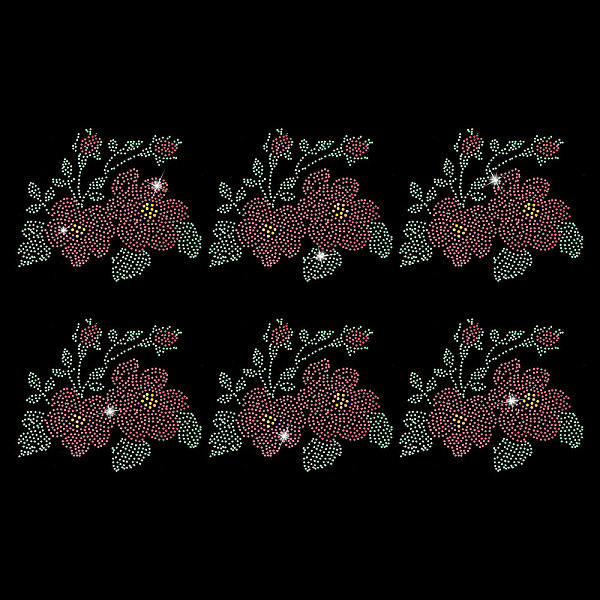 

PandaHall CHGCRAFT 6pcs Flower Iron on Rhinestone Heat Transfer Decal Bling Rhinestone Sticker Heat Transfer Patch Clothing Repair Applique..., Red