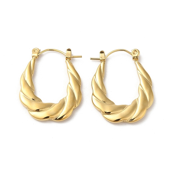 

PandaHall Rack Plating 304 Stainless Hoop Earrings, Twist Rope Shape, Real 18K Gold Plated, 25x20x3mm 304 Stainless Steel Teardrop