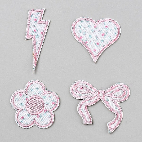 4Pcs Polyester Flower Pattern Embroidery Self-adhesive Patches