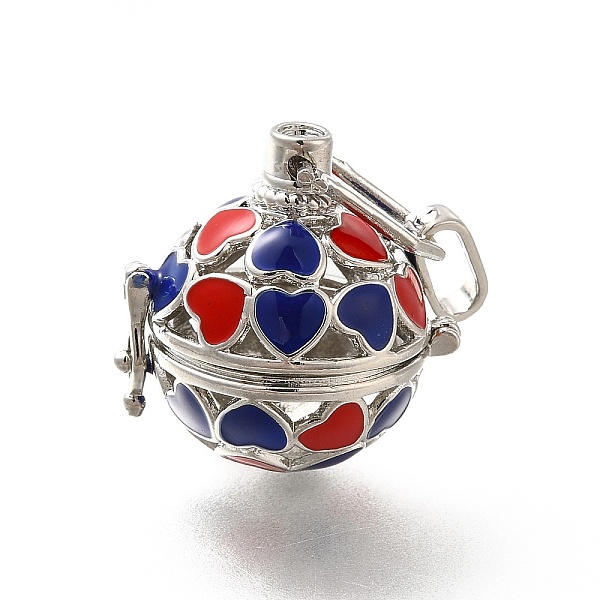 

PandaHall Alloy Enamel Bead Cage Pendants, Hollow Heart Charm, for Chime Ball Pendant Necklaces Making, Platinum, Red, 34mm, Hole: 6x3mm...