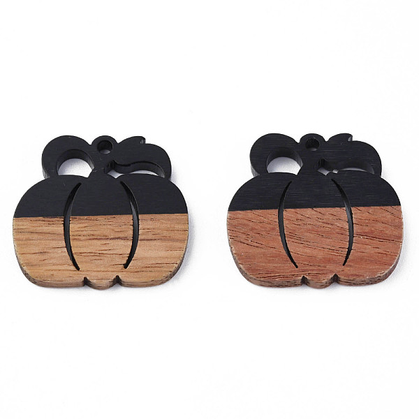 

PandaHall Autumn Theme Resin & Walnut Wood Pendants, Pumpkin, Black, 27.5x29.5x3mm, Hole: 2mm Resin Vegetables Black
