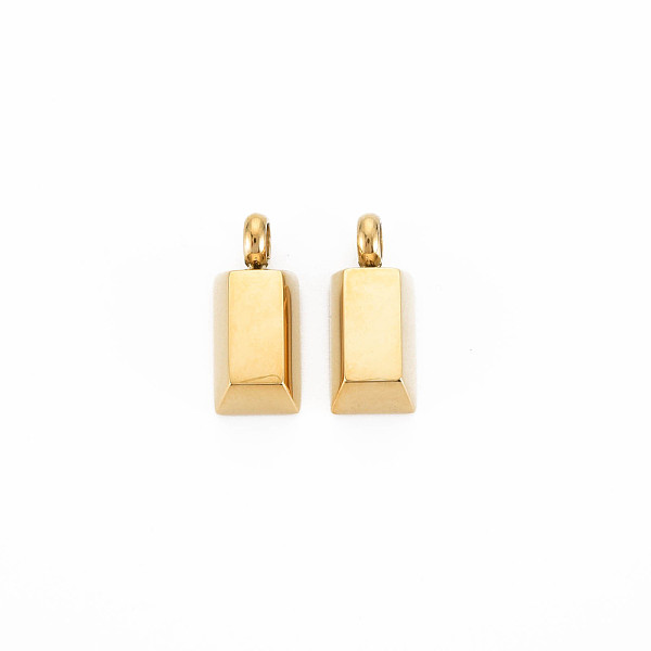 

PandaHall Ion Plating(IP) 304 Stainless Steel Pendants, Rectangle, Real 14K Gold Plated, 17x7x4.5mm, Hole: 3mm 304 Stainless Steel Rectangle