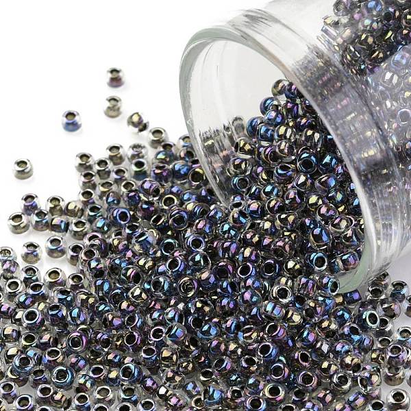 

PandaHall TOHO Round Seed Beads, Japanese Seed Beads, (1856) Bronze Lined Black Diamond Rainbow, 11/0, 2.2mm, Hole: 0.8mm, about 5555pcs/50g..., Gray