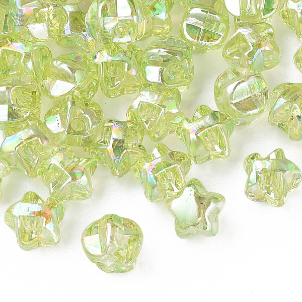 

PandaHall 1-Hole Transparent Acrylic Buttons, AB Color Plated, Star, Yellow Green, 13.5x14x11.5mm, Hole: 2.5mm, about 460pcs/500g Acrylic...