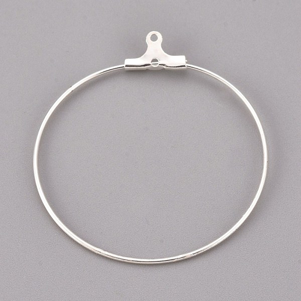 

PandaHall 304 Stainless Steel Pendants, Hoop Earring Findings, Ring, Silver, 39x36x1.5mm, 21 Gauge, Hole: 1mm, Inner Size: 34mm, Pin: 0.7mm...