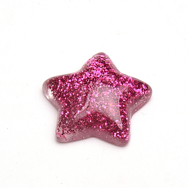 

PandaHall Resin Cabochons, with Glitter Powder, Star, Camellia, 16x16.5~17x5~6mm Resin Star Pink