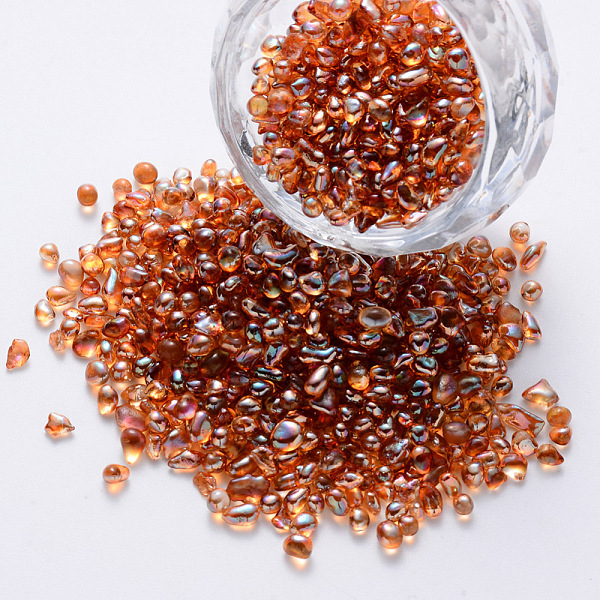 

PandaHall Baking Painted Glass Beads, No Hole Beads, Nail Art Decoration Accessories, Chip, Chocolate, 2~5x2~3x2~3mm, about 100g/bag Glass..., Brown
