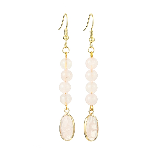 

PandaHall Rose Quartz Dangle Earring for Women, Round & Oval, Green, 66x8.5mm Rose Quartz Oval Green