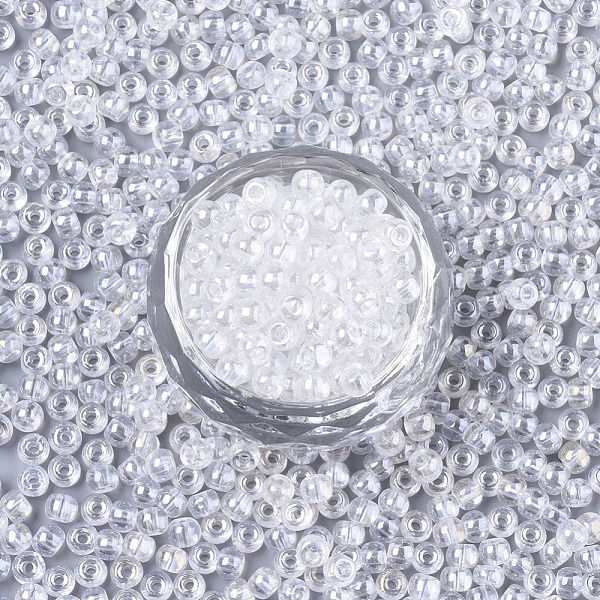 

PandaHall Transparent Glass Beads, Lustered, Round, Clear, 4x3mm, Hole: 1mm, about 4500pcs/bag Glass Round Clear