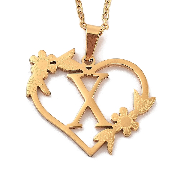 

PandaHall Vacuum Plating 201 Stainless Steel Pendant Necklaces, Letter X, 12.28 inch(31.2cm) 201 Stainless Steel Letter X